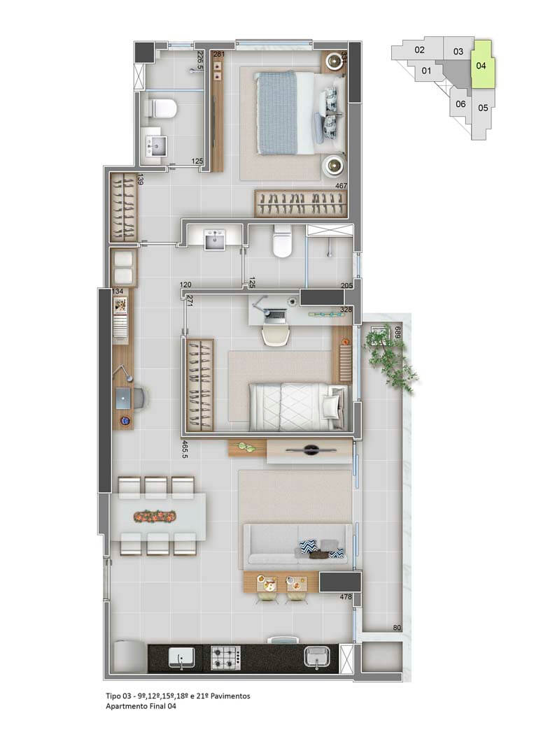 Apartamento Final 04 - 68m²
