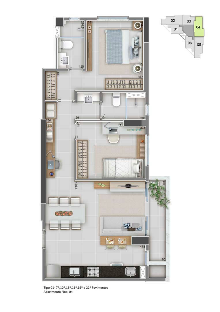 Apartamento Final 04 - 65m²